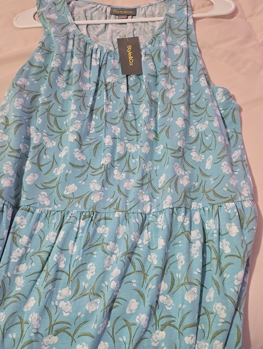 Style & Co. Girls' Sky Blue Floral Sleeveless Dress